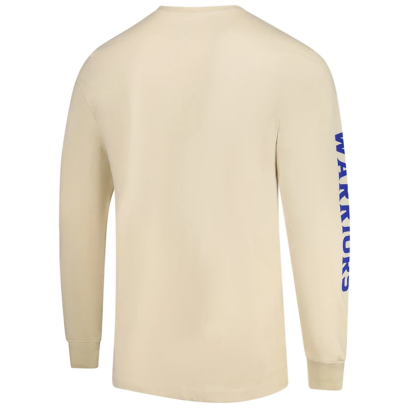 T-shirt unisexe Sportiqe à manches longues et poche épaisse Golden State Warriors Wales Cream
