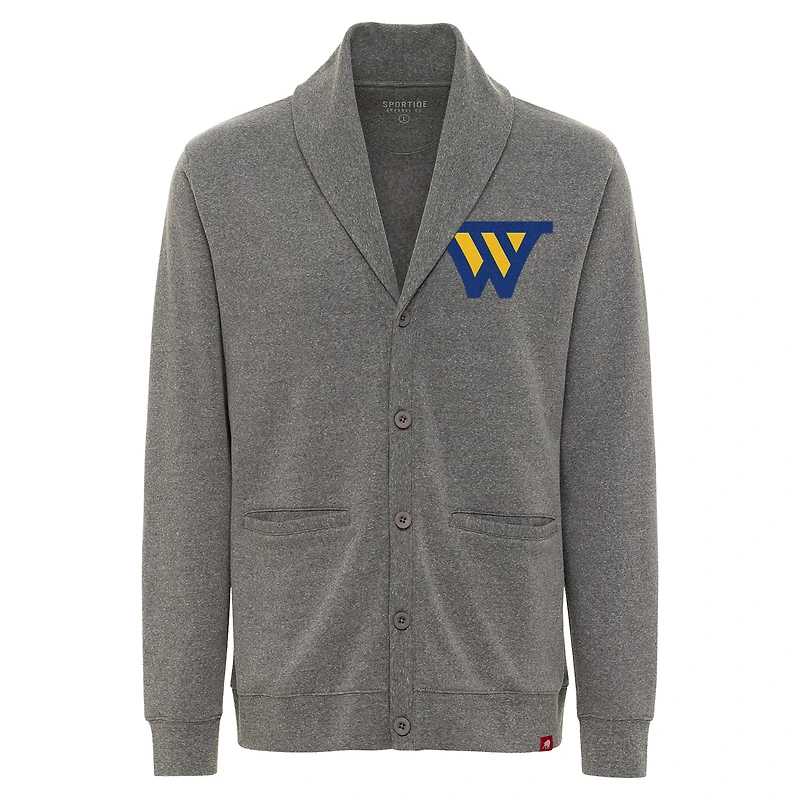 Pull cardigan unisexe à manches longues et boutons en gris chiné Sportiqe Golden State Warriors Henshaw