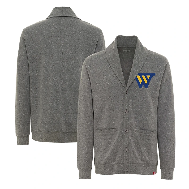 Pull cardigan unisexe à manches longues et boutons en gris chiné Sportiqe Golden State Warriors Henshaw