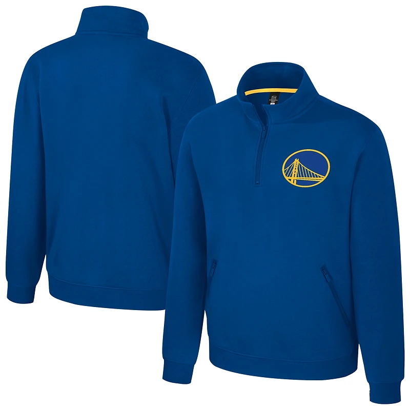 Pull unisexe Stadium Essentials Royal Golden State Warriors Varsity Trainer à quart de zip
