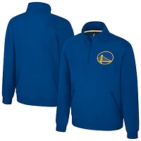 Pull unisexe Stadium Essentials Royal Golden State Warriors Varsity Trainer à quart de zip
