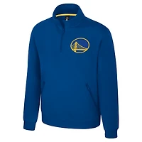Unisex Stadium Essentials Royal Golden State Warriors  Varsity Trainer Quarter-Zip Pullover