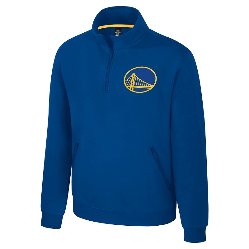 Pull unisexe Stadium Essentials Royal Golden State Warriors Varsity Trainer à quart de zip