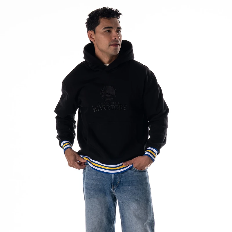 Sweat à capuche unisexe The Wild Collective noir Golden State Warriors personnalisé côtelé ton sur de qualité supérieure