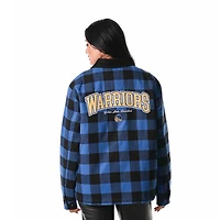 Veste-chemise unisexe en flanelle noire à fermeture éclair Golden State Warriors de The Wild Collective