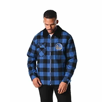 Veste-chemise unisexe en flanelle noire à fermeture éclair Golden State Warriors de The Wild Collective