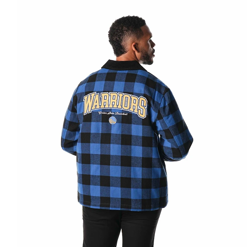 Veste-chemise unisexe en flanelle noire à fermeture éclair Golden State Warriors de The Wild Collective