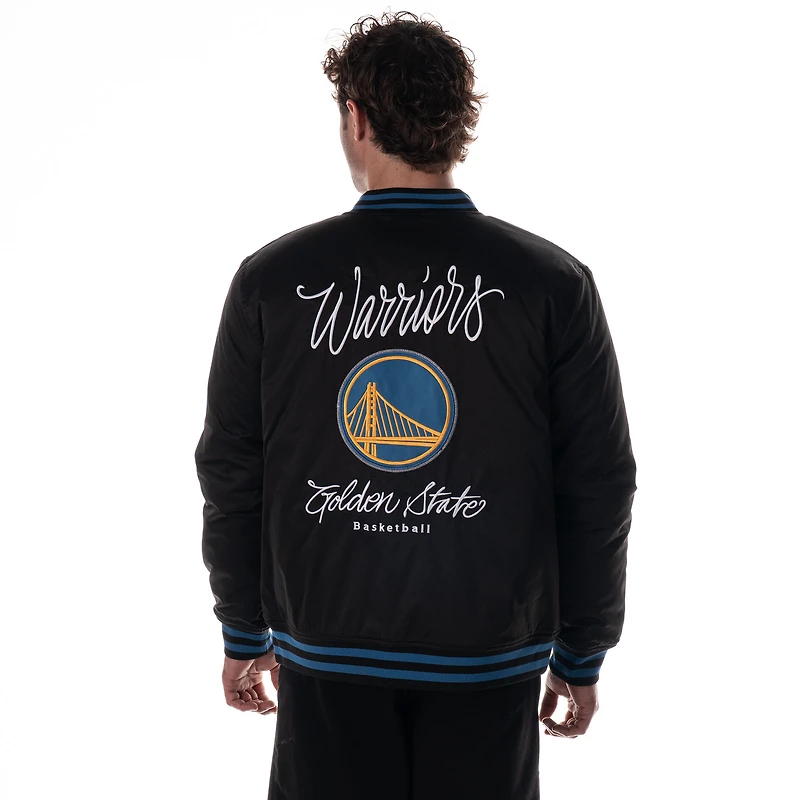 Unisex The Wild Collective  Black Golden State Warriors Full-Snap Bomber Jacket