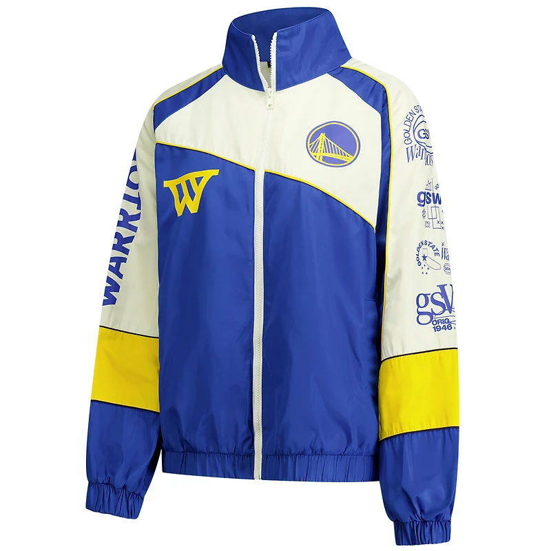 Unisex The Wild Collective Cream Golden State Warriors Oversized Raglan Full-Zip Track Jacket