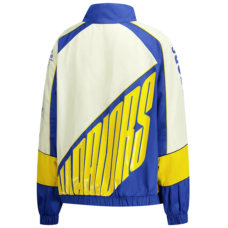 Unisex The Wild Collective Cream Golden State Warriors Oversized Raglan Full-Zip Track Jacket