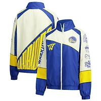 Veste de survêtement unisexe The Wild Collective crème Golden State Warriors à manches raglan oversize et fermeture éclair intégrale