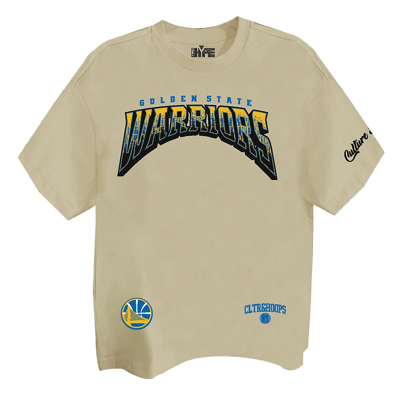 T-shirt unisexe Two Hype Cream Golden State Warriors Drip & Dime à épaules tombantes