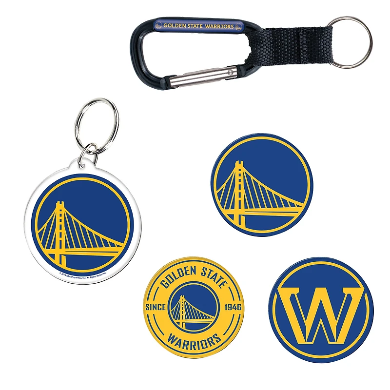 Ensemble de 5 porte-clés et aimants pour réfrigérateur WinCraft Golden State Warriors