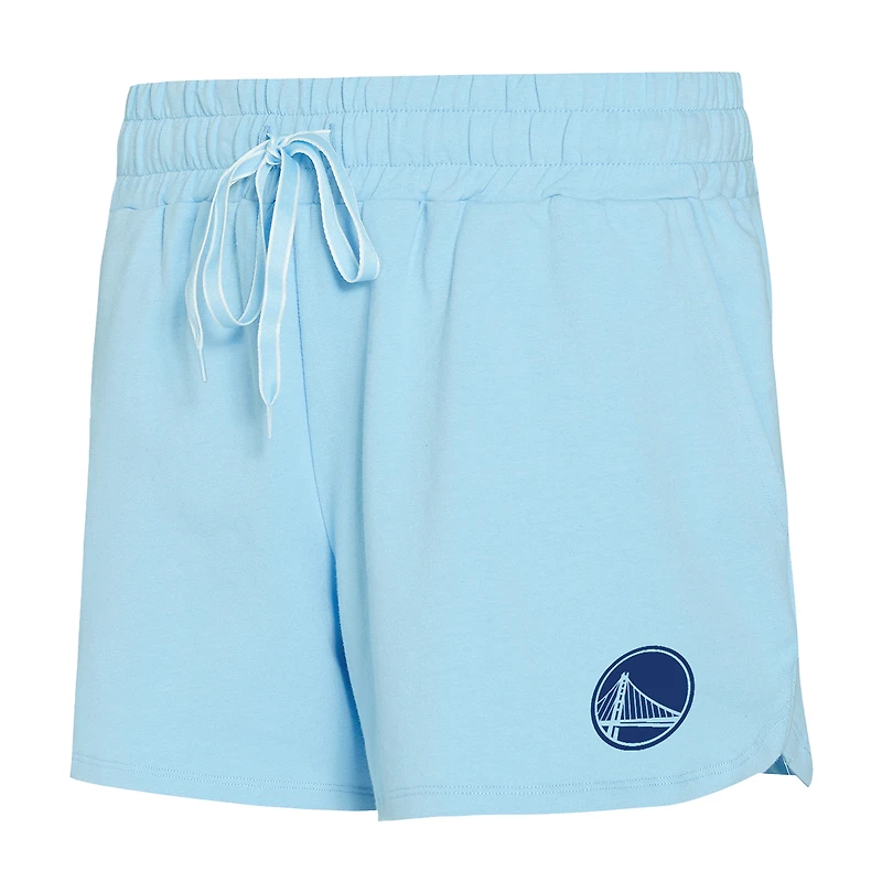 Ensemble haut à manches longues et short bleu clair Elevation Tri-Blend pour femme Concepts Sport Golden State Warriors