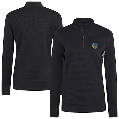 Women's Levelwear  Black Golden State Warriors Cushion Quarter-Zip Pullover
