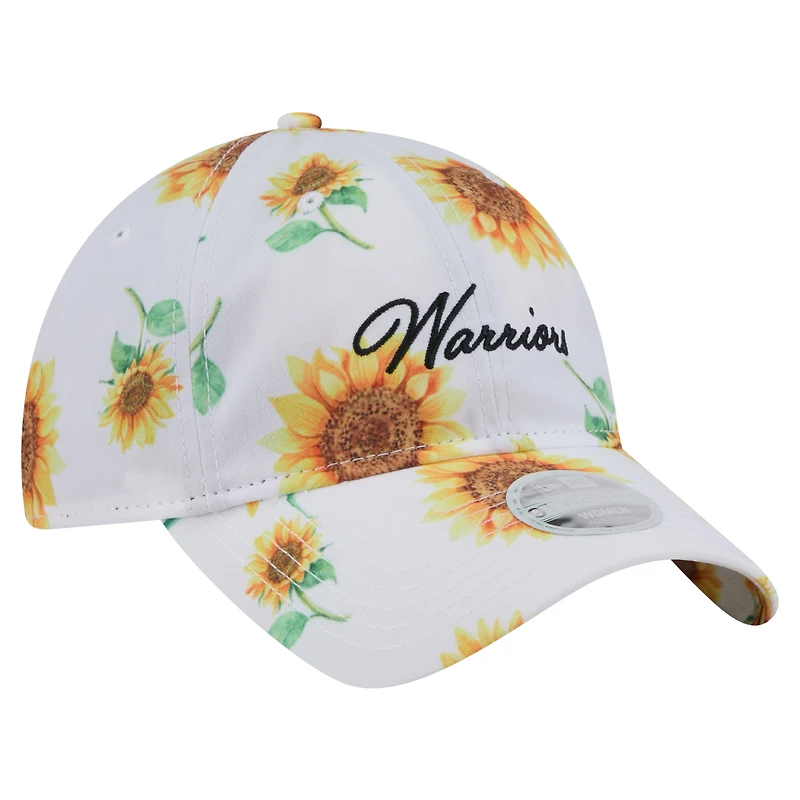 Women's New Era  White Golden State Warriors Adventure Flower 9TWENTY Adjustable Hat