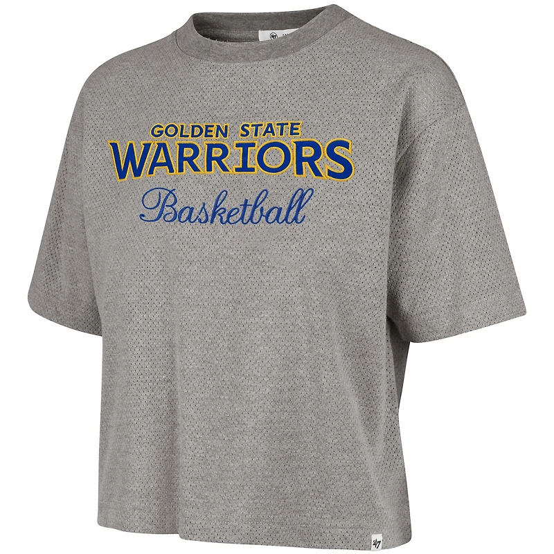 Women's '47 Gray Golden State Warriors Pivot Drop Needle Cropped T-Shirt