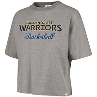 Women's '47  Gray Golden State Warriors Pivot Drop Needle Cropped T-Shirt