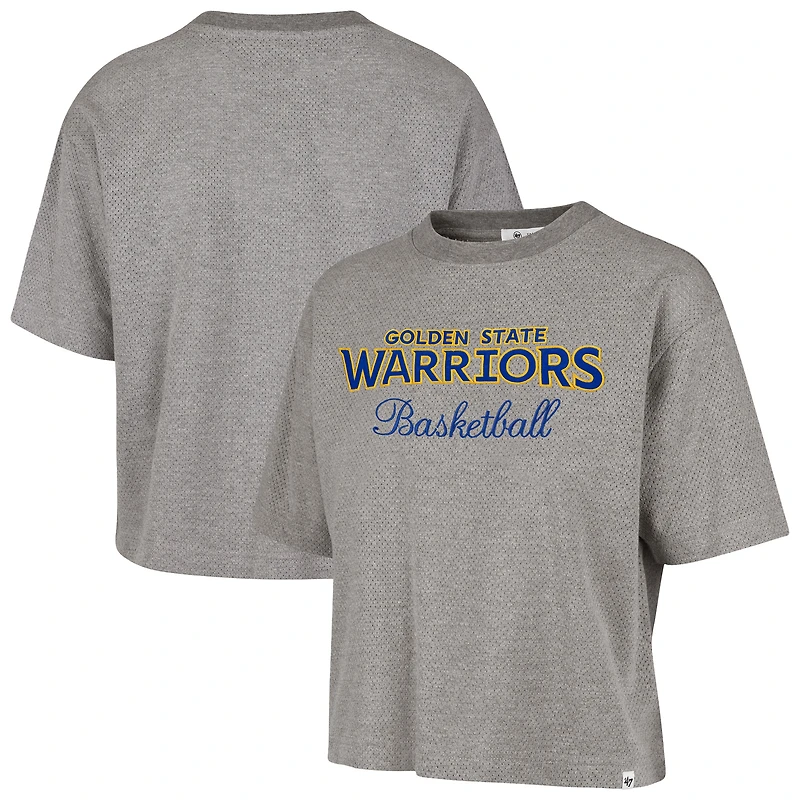 Women's '47 Gray Golden State Warriors Pivot Drop Needle Cropped T-Shirt