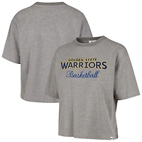 Women's '47  Gray Golden State Warriors Pivot Drop Needle Cropped T-Shirt