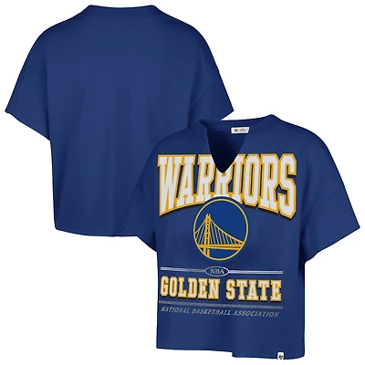 Women's '47 Royal Golden State Warriors Elation Oversized Notch Neck T-Shirt
