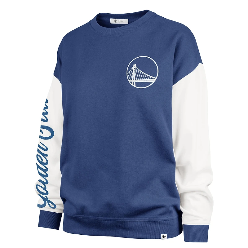 Women's '47 Royal Golden State Warriors Plus Oversized Rise Andie Pullover Sweatshirt