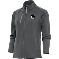 Veste zippée intégrale pour femme Antigua Charcoal Golden State Warriors, finition métallisée brossée