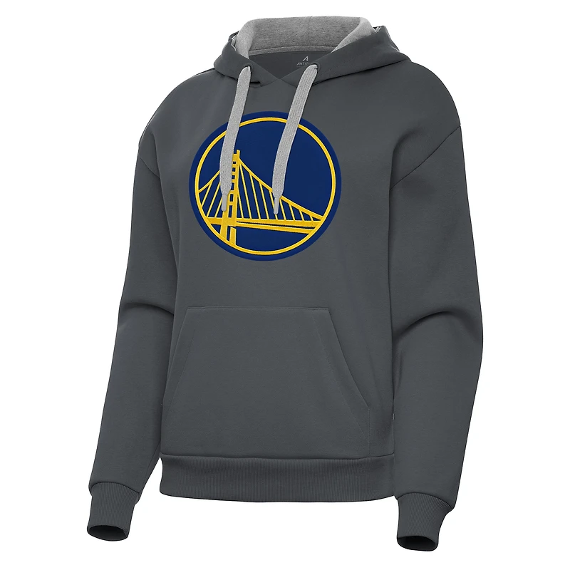 Sweat à capuche Antigua Charcoal Golden State Warriors Victory pour femme