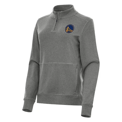 Sweat-shirt polaire zippé quart de tour Antigua Heather Black Golden State Warriors Crush pour femme