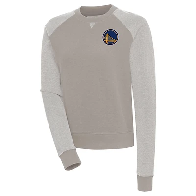 Sweat-shirt à capuche tri-blend Antigua Oatmeal Golden State Warriors pour femme