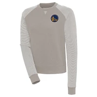 Sweat-shirt à capuche tri-blend Antigua Oatmeal Golden State Warriors pour femme