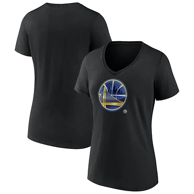 T-shirt à col en V pour femme Golden State Warriors Midnight Mascot, noir