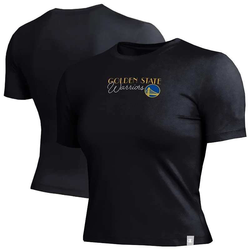 T-shirt court ajusté doux au toucher Champion pour femmes, noir, Golden State Warriors