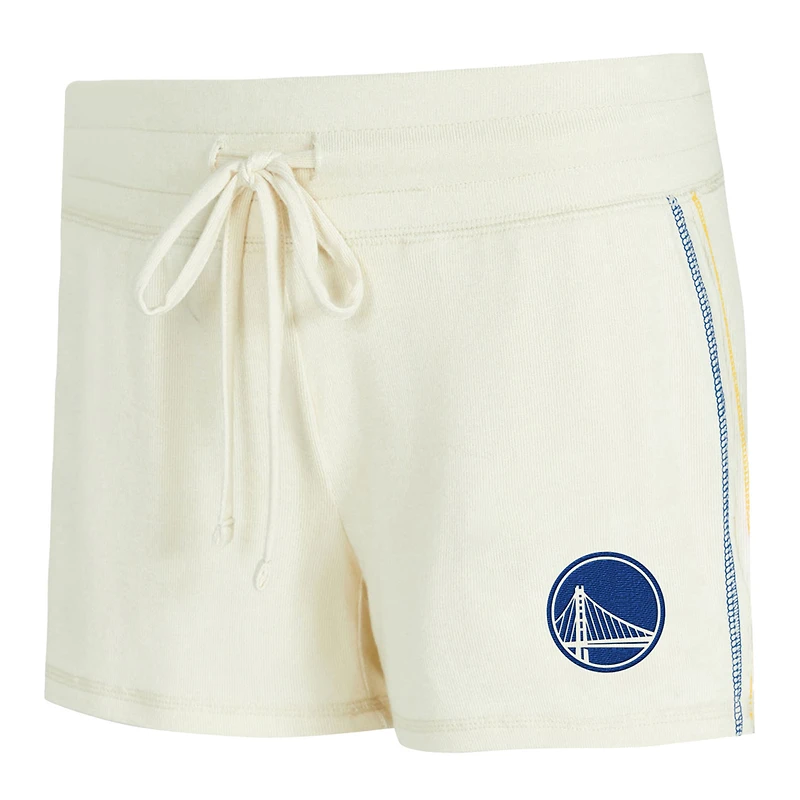 Ensemble haut à manches longues et short en tricot kaki Hacci pour femme Concepts Sport Cream Golden State Warriors