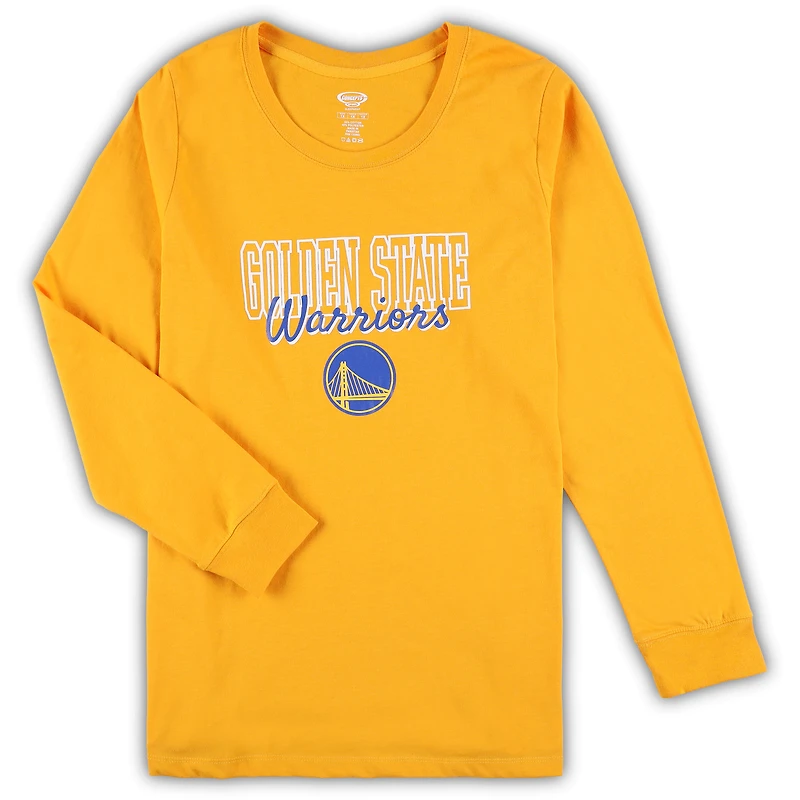 Ensemble de nuit grande taille pour femme Concepts Sport Gold/Heather Grey Los Angeles Lakers, haut à manches longues et short