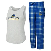 Ensemble débardeur et pantalon Sport Royal/Heather Grey Golden State Warriors pour femme