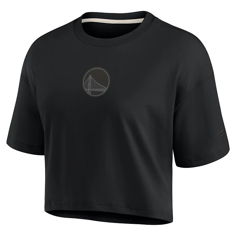 Women's Fanatics Black Golden State Warriors Elements Super Soft Boxy Cropped T-Shirt