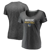 Women's Fanatics Charcoal Golden State Warriors Double-Fade Space-Dye V-Neck T-Shirt