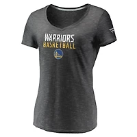 Women's Fanatics Charcoal Golden State Warriors Double-Fade Space-Dye V-Neck T-Shirt