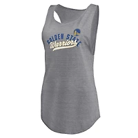 Women's Fanatics Heathered Gray Golden State Warriors Quality Time Open Scoop Neck Tri-Blend Tank Top