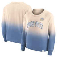 Women's Fanatics Tan/Royal Golden State Warriors Lounge Arch Raglan Pullover Sweatshirt