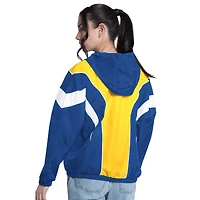 Women's G-III 4Her by Carl Banks  Royal/Gold Golden State Warriors Quarterback Lightweight Oversized Full-Zip Jacket