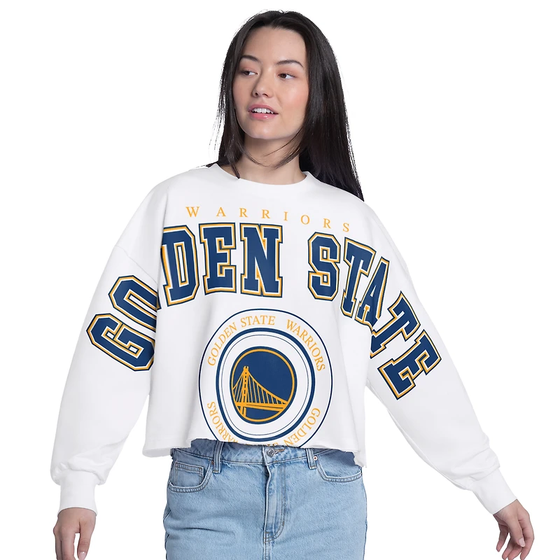 Sweat-shirt court en molleton français G-III 4Her pour femme par Carl Banks, blanc