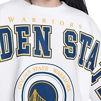 Women's G-III 4Her by Carl Banks  White Golden State Warriors Bleachers Cropped French Terry Sweatshirt