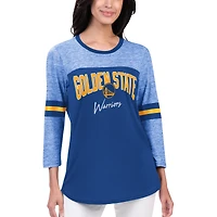 T-shirt G-III Sports by Carl Banks Royal Golden State Warriors Play The Game Tri-Blend pour femmes à manches 3/4