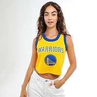 Women's Hype and Vice  Gold Golden State Warriors Cropped Basketball Scoop Neck Tank Top