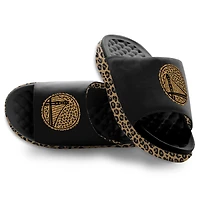 Sandales à enfiler ISlide noires Golden State Warriors Cheetah Dip Motive pour femmes