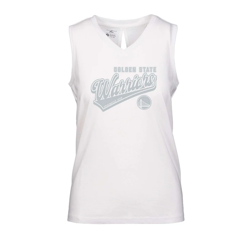 Women's Levelwear White Golden State Warriors Paisley Sweep V-Neck Tank Top