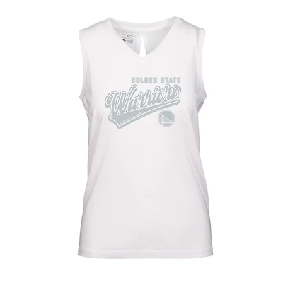 Women's Levelwear White Golden State Warriors Paisley Sweep V-Neck Tank Top