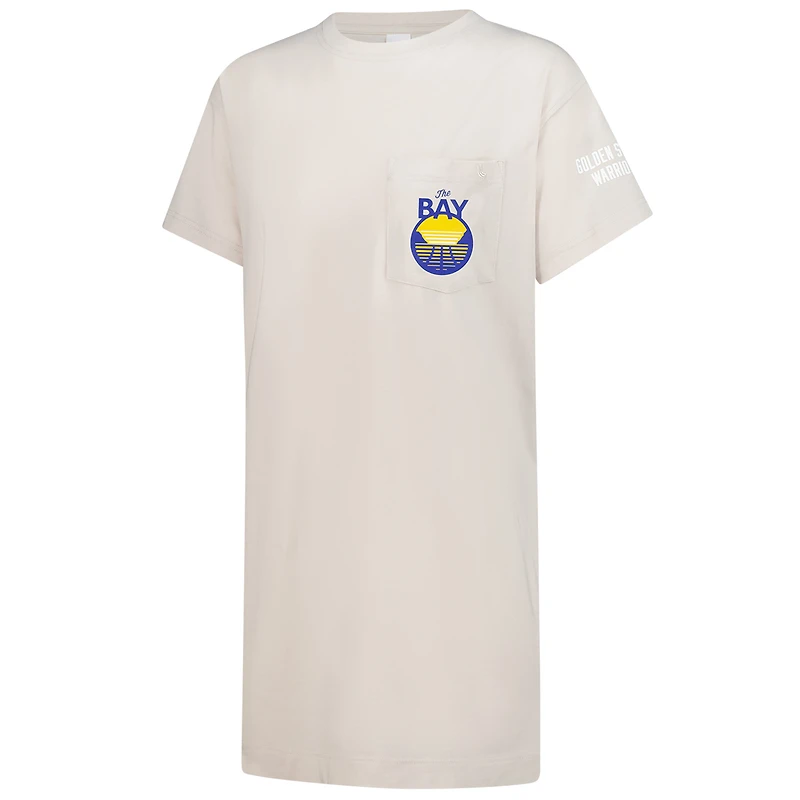 Women's Lolë Cream Golden State Warriors Effortless Tri-Blend T-Shirt Dress